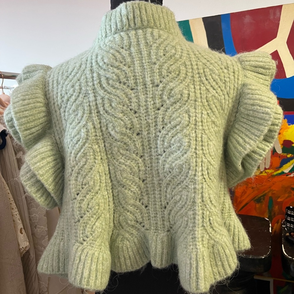 Zara Light Green Ruffled Sweater - Picture 5 of 5